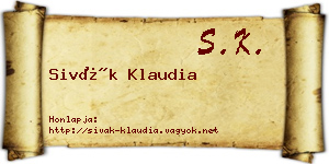 Sivák Klaudia névjegykártya